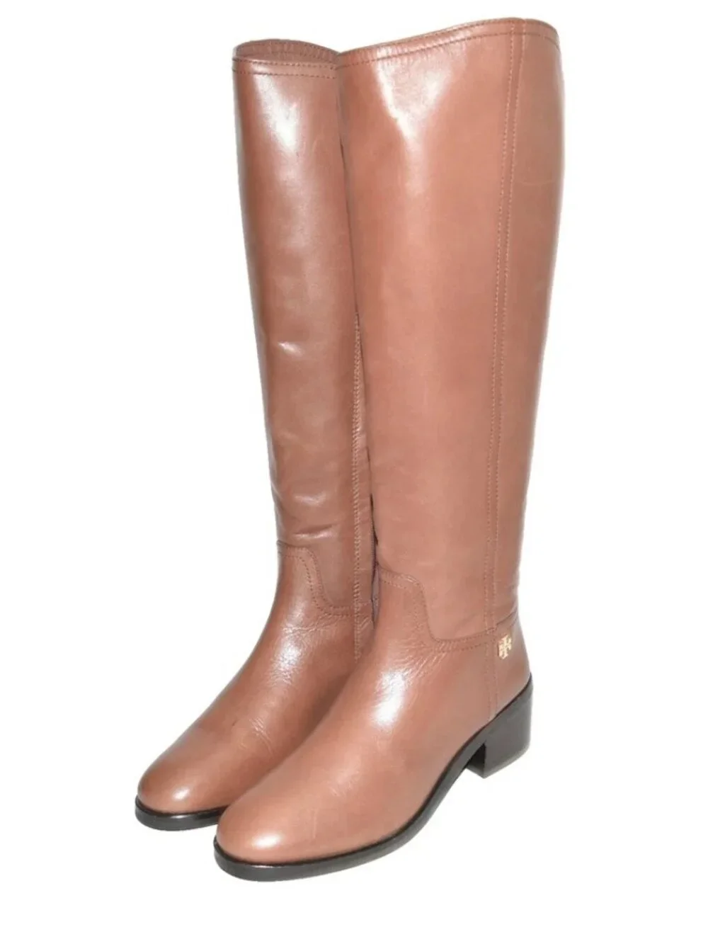 New! Tory Burch Fulton Knee High Boot Dark Sepia Brown Leather Size 7 DD19